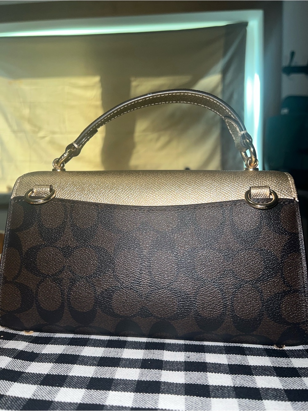 Coach Monogram Signature Hand Bag with Gold Flap - Picture 4 of 9